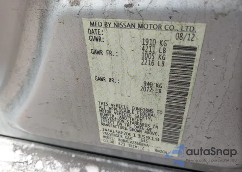 2013 Nissan Altima 2.5 from USA, damaged, VIN 1N4AL3AP2DC135919